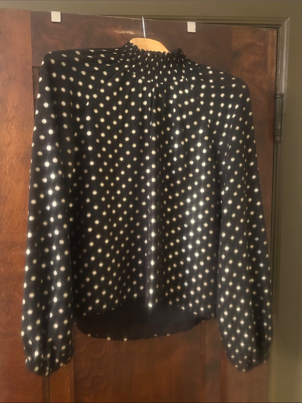 Yumi Kim Black Polka Dot Long Sleeve Blouse
